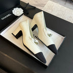 CHANEL Double C WOMEN'S SHOES SPIRIT TOE White Lambskin