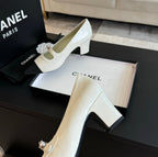 CHANEL Double C WOMEN'S SHOES SPIRIT TOE White Lambskin