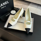 CHANEL Double C WOMEN'S SHOES SPIRIT TOE White Lambskin
