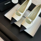 CHANEL Double C WOMEN'S SHOES SPIRIT TOE White Lambskin