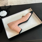 CHANEL Double C WOMEN'S SHOES SPIRIT TOE Light Pink Lambskin