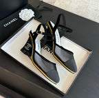 CHANEL Waterproof Platform High Heels Transparent Heel Mesh  Black