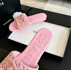 CHANEL Slippers Light Pink Lambskin