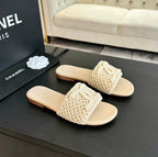 CHANEL Slippers Beige Cream Lambskin
