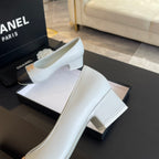 CHANEL PUMP WHITE MIX BLACK CALFSKIN
