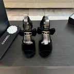 CHANEL HIGH SANDAL OPEN TOE IN BLACK VELVET