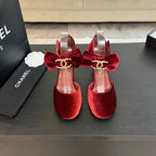 CHANEL HIGH MARRY JANE IN CHERRY RED VELVET
