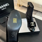 CHANEL SHORT BOOTS IN BLACK VELVET AND LAMBSKIN