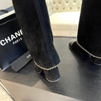 CHANEL HIGH BOOTS 6.5 CM IN BLACK SUEDE AND CALFSKIN