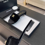 CHANEL FLAT MULE IN BLACK VELVET