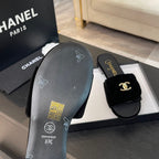 CHANEL FLAT MULE IN BLACK VELVET