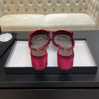 CHANEL MID-HEEL 5 CM MULE IN BURGUNDY RED VELVET