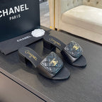 CHANEL MID-HEEL 5 CM MULE IN BLACK LAMBSKIN