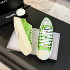 CHANEL BIG-HEAD COOKIE SHOES IN EMERALD GREEN LAMBSKIN