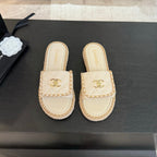 CHANEL Logo Mule Sandal 20mm White Lambskin 183980