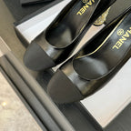 CHANEL HIGH HEEL 85 MM SANDALS IN BLACK CALFSKIN AND FABRIC