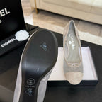 CHANEL HIGH HEEL 85 MM SANDALS IN PALE GRAY SUEDE AND MESH