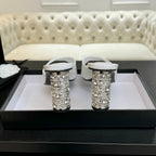CHANEL T-STRAP PEARL HEEL 85 MM SANDALS IN WHITE LAMBSKIN MULE