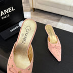 CHANEL HIGH HEEL MULE 65 MM IN LIGHT PINK SUEDE