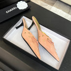 CHANEL HIGH HEEL MULE 65 MM IN LIGHT PINK SUEDE