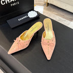 CHANEL HIGH HEEL MULE 65 MM IN LIGHT PINK SUEDE