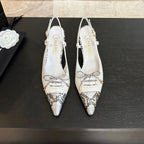 CHANEL HIGH HEEL SLINGBACKS 65 MM IN WHITE WITH SNAKESKIN PATTERN LAMBSKIN