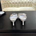 CHANEL HIGH HEEL SLINGBACKS 65 MM IN WHITE WITH SNAKESKIN PATTERN LAMBSKIN
