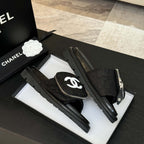 CHANEL SLIDE IN BLACK DENIM FABRIC 45 MM