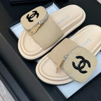 CHANEL SLIDE IN LIGHT YELLOW DENIM FABRIC 45 MM
