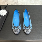 CHANEL BALLET FLATS IN LIGHT BLUE MIX BLACK MONOGRAM DENIM