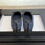 CHANEL BALLET FLATS IN AEGEAN BLUE MONOGRAM DENIM