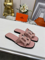 HERMES FLATFORM SANDAL LIGHT PINK CALFSKIN