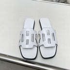 HERMES FLATFORM SANDAL WHITE CALFSKIN