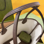 GUCCI OPHIDIA SMALL 25 TOTE IN BEIGE AND EBONY CANVAS