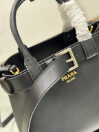 PRADA TOTE BAG WITH BELT 32 IN BLACK IMPORTED CALFSKIN