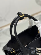 PRADA TOTE BAG WITH BELT 32 IN BLACK IMPORTED CALFSKIN