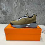 HERMES HEROS SNEAKERS OLIVE GOATSKIN