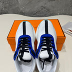 HERMES HEROS SNEAKERS WHITE MIX COBALT GOATSKIN