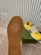 GUCCI SCREENER SNEAKER WITH WEB LEMON CALFSKIN