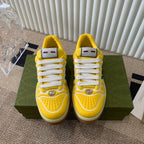 GUCCI SCREENER SNEAKER WITH WEB LEMON CALFSKIN