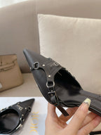 DIOR HEELED MULES 85MM IN BLACK LAMBSKIN