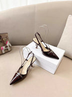 DIOR MY DD SLINGBACK PUMP 85MM IN BURGUNDY RED CALFSKIN