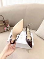 DIOR MY DD SLINGBACK PUMP 85MM IN BURGUNDY RED CALFSKIN