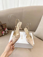 DIOR MY DD SLINGBACK PUMP 85MM IN BEIGE DENIM
