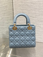 DIOR LADY MINI BAG 20 IN CERULEAN BLUE LAMBSKIN