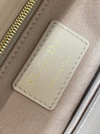 DIOR MEDIUM LADY BAG 20 IN BABY PINK QUILTED MACROCANNAGE CALFSKIN WHITE STRAP
