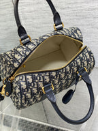 DIOR GROOVE 25 BAG IN BLACK MIX BEIGE OBLIQUE MONOGRAM JACQUARD