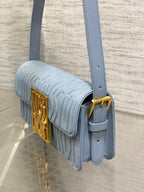 DIOR FLAP BAG 18 IN BABY BLUE QUILTED ALLOVER CALFSKIN