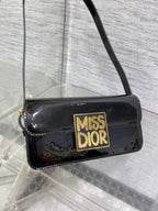 DIOR FLAP BAG 18 IN BLACK PATENT CALFSKIN