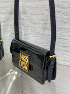 DIOR FLAP BAG 18 IN BLACK PATENT CALFSKIN